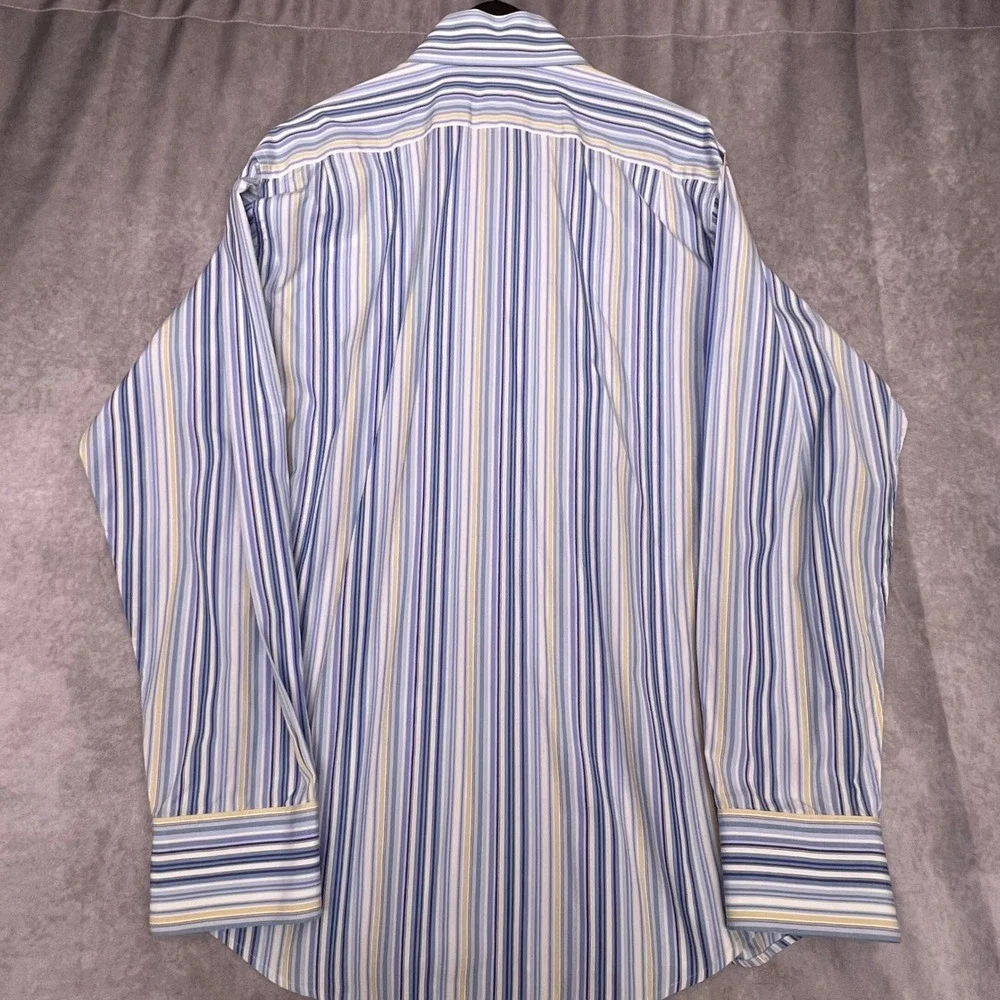 Banana Republic Button Down Shirt Mens XL Blue Yellow Striped Excellent Cotton